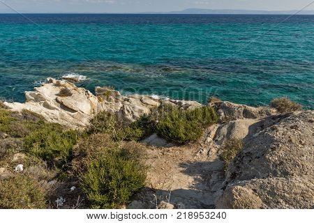 Seascape of Orange Beach Kavourotripes at Sithonia peninsula, Chalkidiki, Central Macedonia, Greece