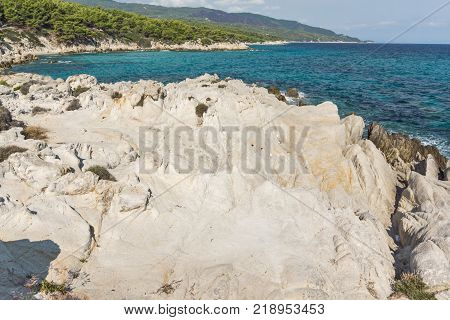 Seascape of Orange Beach Kavourotripes at Sithonia peninsula, Chalkidiki, Central Macedonia, Greece