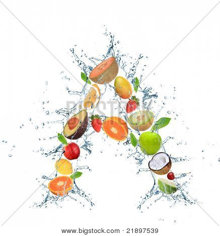 Letra do alfabeto de frutas frescas