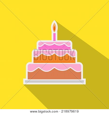 Festive cake with a candle sticker illustration