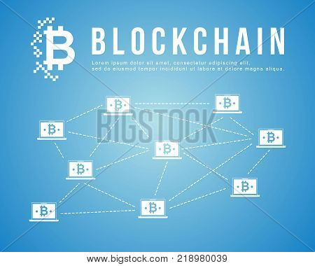 Bitcoin background on blue background vector illustration