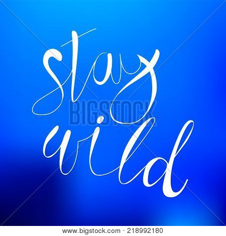 Stay wild - motivate quote poster.  illustration. Hand drawn lettering.