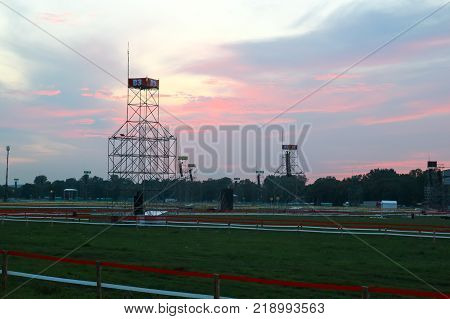 KRAKOW POLAND - 2016: Krakow Blonia World Youth Day 2016 blank field where there should be a meeting with the Pope
