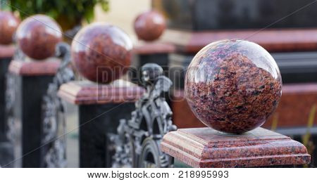 Detail of marble handrail in a historic building in Venice.