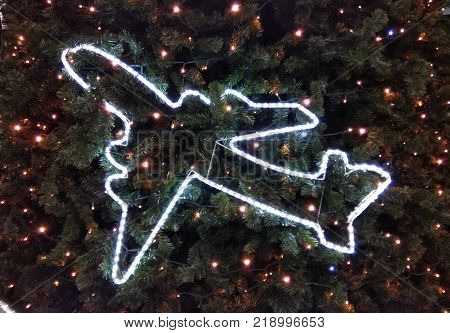 New Year's Tree Decorated With Airplanes