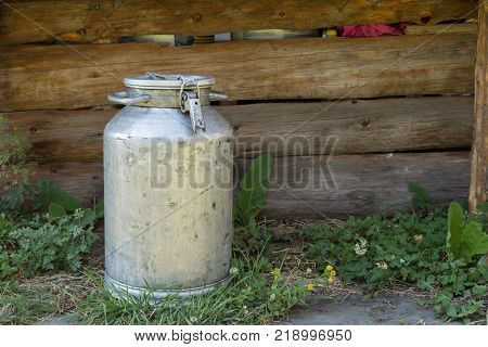 metal milk jug in the remote mountain village of Diklo in the Tusheti region of Georgia
