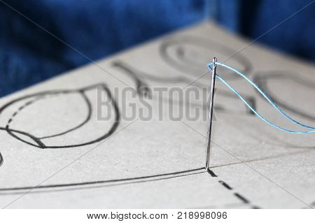 A Stencil Of A Sewing Machine Of Jeans, Drawing Clothing On Paper