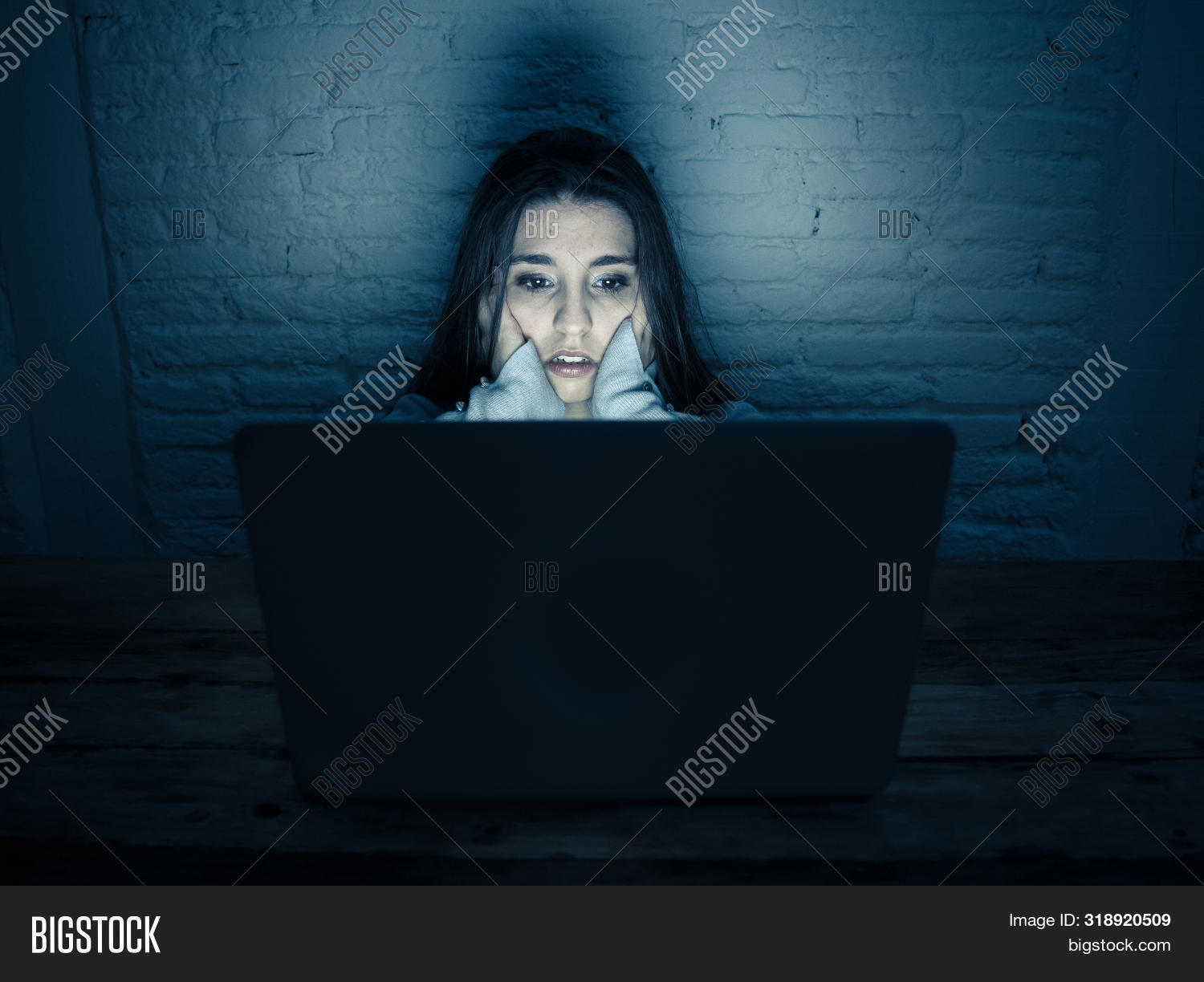 девушка перед экраном. интернет-травля. жертва интернета. интернет-травля. насилие в интернете.