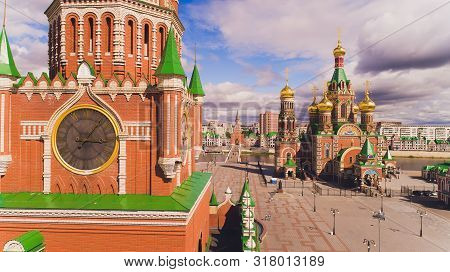 Yoshkar-ola City, Republic Of Mari El, Russia - May, 2019: View Of The Cathedral Of The Annunciation