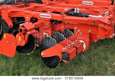 Cherkasy, Ukraine - May 18, 2018: Modern Agricultural Machinery Exhibited At The  Agricultural Exhib