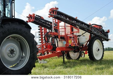 Cherkasy, Ukraine - May 18, 2018: Modern Agricultural Machinery Exhibited At The  Agricultural Exhib