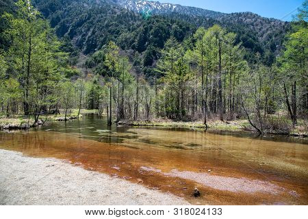 Tashiro Ike Pond At Kamikochi In Northern Japan Alps.
