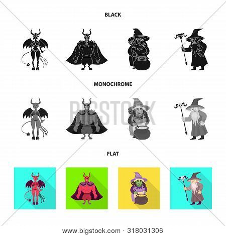 Vector Illustration Of Mystic And Hell Symbol. Collection Of Mystic And Devilry Stock Symbol For Web