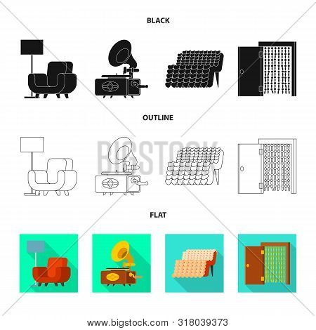 Vector Design Of Comfort And Equipment Logo. Set Of Comfort And Furniture Stock Vector Illustration.