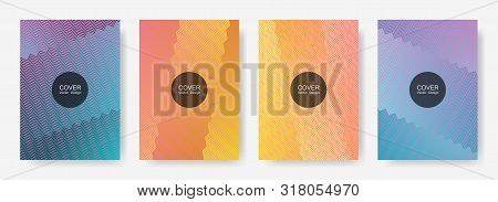 Zig Zag Lines Halftone Banner Templates Set, Vector Backgrounds For Magazines. Simple Zig Zag Gradie