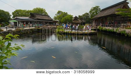 Yamanashi, Japan, 28 June 2019:  tourist at  Oshino Hakkai