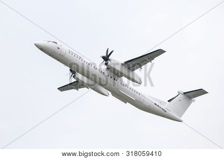 Airplane Takes Off From Dusseldorf Airport