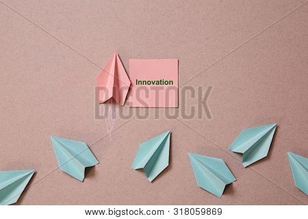 Business Original Idea, Individuality And Creativity. Success And Motivation Concept. Origami Plane 