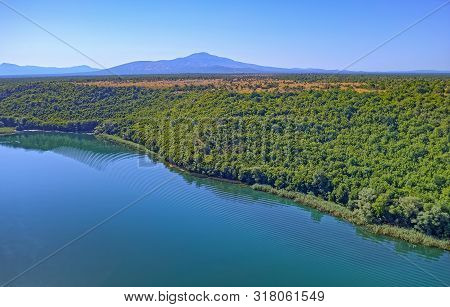 Aerial View Of The Brljan Lake Located Downstream Of Bilusic Buk On The Exit From Canyon Of Krka Riv