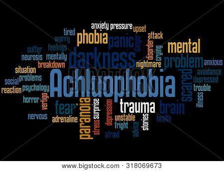 Achluophobia Fear Of Darkness Word Cloud Concept 3