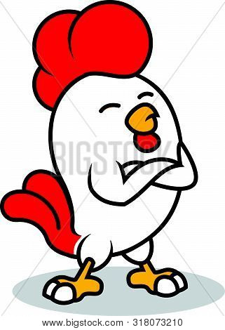 Mighty Cocky Little Rooster Mascot Logo Illustration
