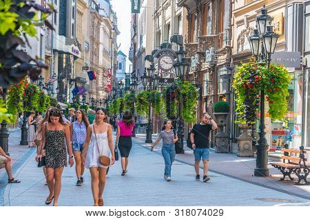 Famous Vaci Street, The Main Shopping Street In Budapest