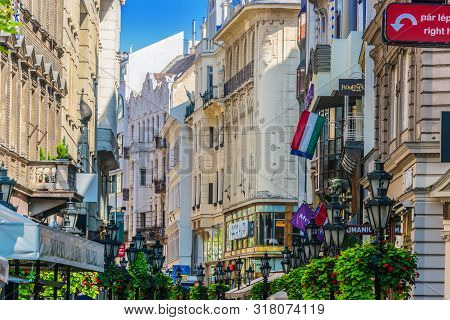 Famous Vaci Street, The Main Shopping Street In Budapest