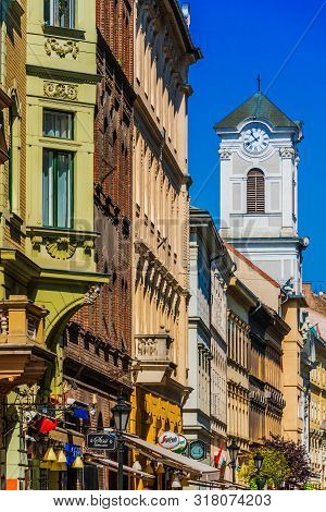 Budapest, Hungary - Jul 30, 2019: Famous Vaci Street, The Main Shopping Street In Budapest, Hungary