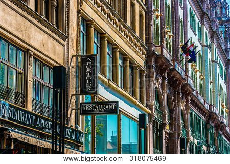 Budapest, Hungary - Jul 30, 2019: Historic Architecture Of Downtown Budapest, Hungary