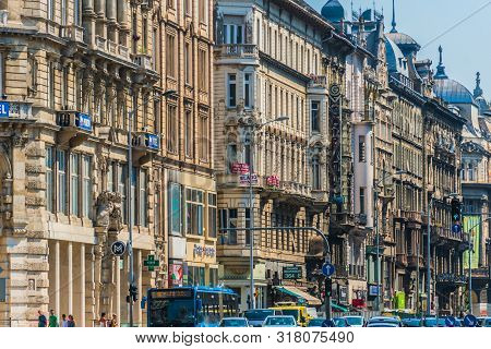 Budapest, Hungary - Jul 30, 2019: Historic Architecture Of Downtown Budapest, Hungary