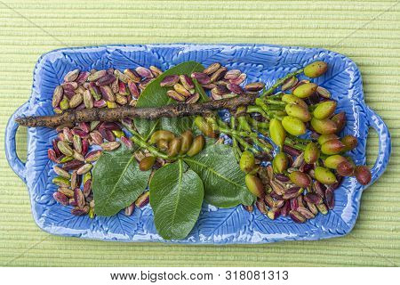 Emerald Green Pistachios Nuts From Town Bronte, Located On Slopes Of Mt. Etna, Sicily, Italy Regiona