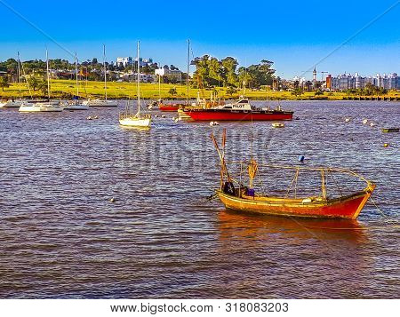 Ships And Boats At Buceo Port, Montevideo, Uruguay