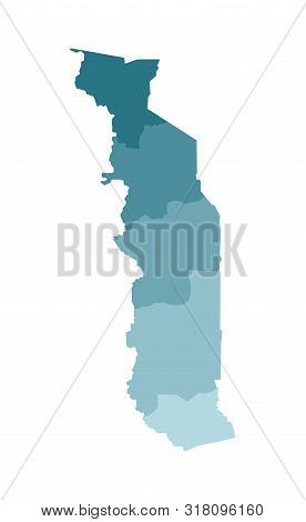 Vector Isolated Illustration Of Simplified Administrative Map Of Togo. Borders Of The Regions. Color