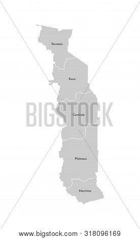 Vector Isolated Illustration Of Simplified Administrative Map Of Togo. Borders And Names Of The Regi