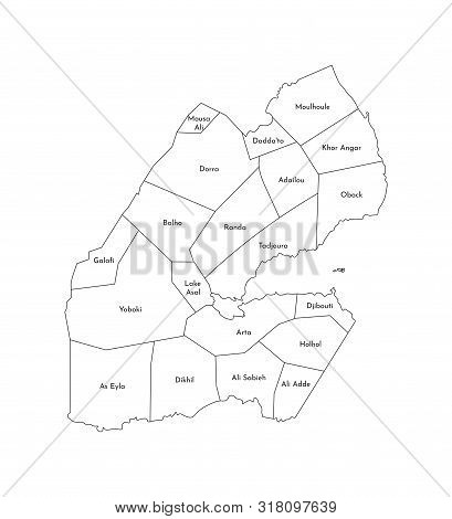 Vector Isolated Illustration Of Simplified Administrative Map Of Djibouti. Borders And Names Of The 