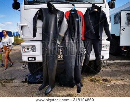 Kaliningrad, Russia - August 13, 2019: The Occasion Of The 100th Anniversary Of Airport Devau, Equip