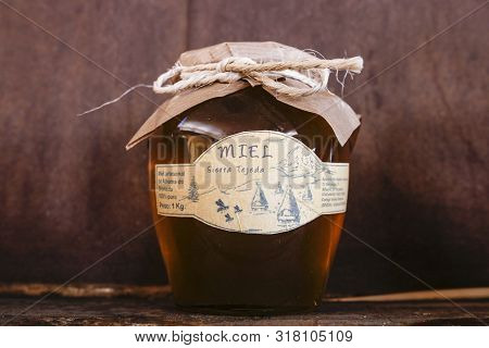 Alhama De Granada, Spain - July 8th, 2018: Traditional Honey Jar Made In Granada Axarquia, Andalusia