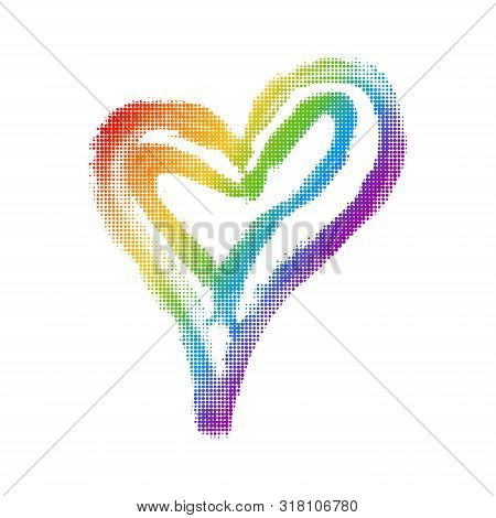 Modern Lgbt Pride Flag In Vector Format. Heart In Lgbt Colors In Circle. Rainbow Heart For Poster. L