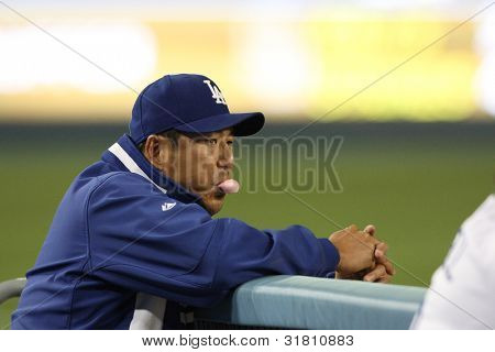 LOS ANGELES - SEP 22: Dodgers kande #18 Hiroki Kuroda ure spillet udfolde sig fra stammebåd duri