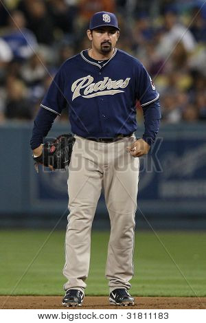 LOS ANGELES - Eylül 22: San Diego Padres 1B #23 Adrian Gonzalez Padres Dodgers oyun sırasında 