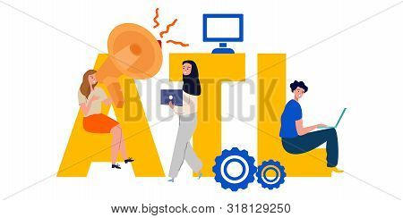 Atl Or Above The Line Advertising Concept Image Of A Businessman With Large Text.