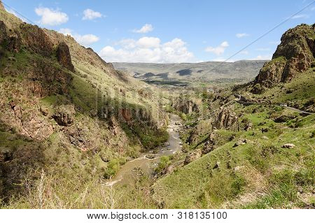 Mountains And Kura Mktvari River Valley. Samtskhe-javakheti Region, Southern Georgia