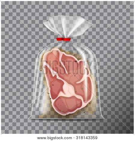 Brined Meat In A Polythene Bag For Barbecue Icon. Vector Illustration Isolated On Transparent Backgr