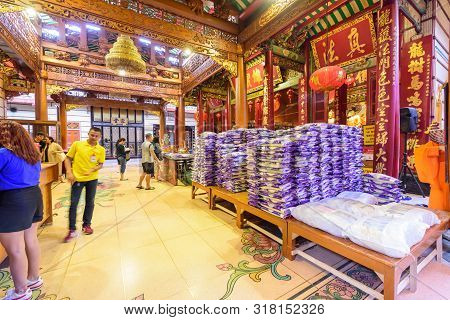 Bangkok , Thailand -  16 Aug, 2019 : Inside Of Wat Mangkon Kamalawat