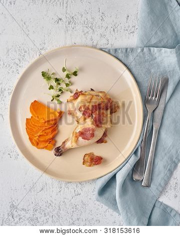 Healthy Gluten Free Balanced Clean Food With Sweet Potato And Bacon