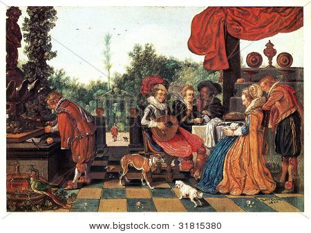 USSR - CIRCA 1982: Postkort trykt i USSR viser drage af Esayas van de Velde (1590-1630) 