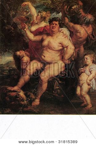 USSR - CIRCA 1978: Postkort trykt i USSR viser lodtrækningen af Peter Paul Rubens (1577-1640) 