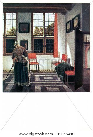 URSS - CIRCA 1982: Cartolina stampata nel sorteggio USSR spettacoli da Peter Janssens (morto prima 1682) 