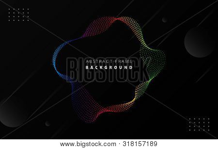 Futuristic Spectrum Rainbow Gradient Dot Wave Frame Vector Black Memphis Background, Dotted Colorful