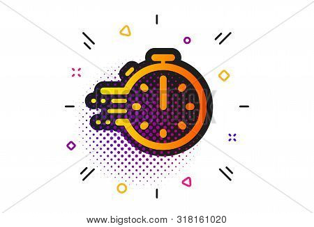 Frying Stopwatch Sign. Halftone Circles Pattern. Cooking Timer Icon. Food Preparation Symbol. Classi
